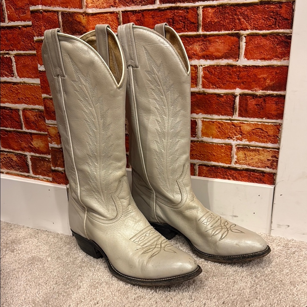 Gray/Cream Boulet Cowboy Boots size 8